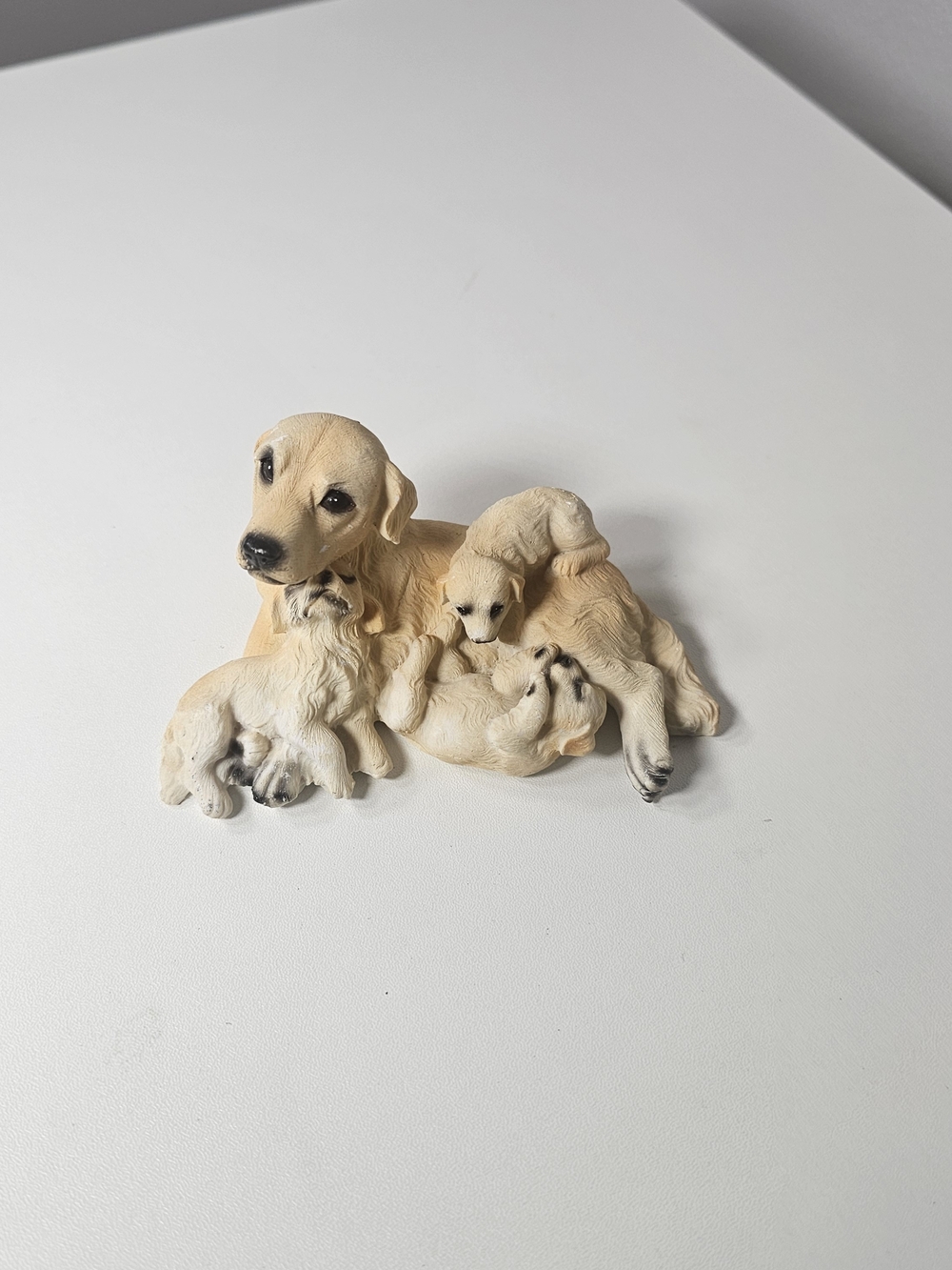 Stone Critters Golden Retriever Dog And Pups Figurine Vintagen